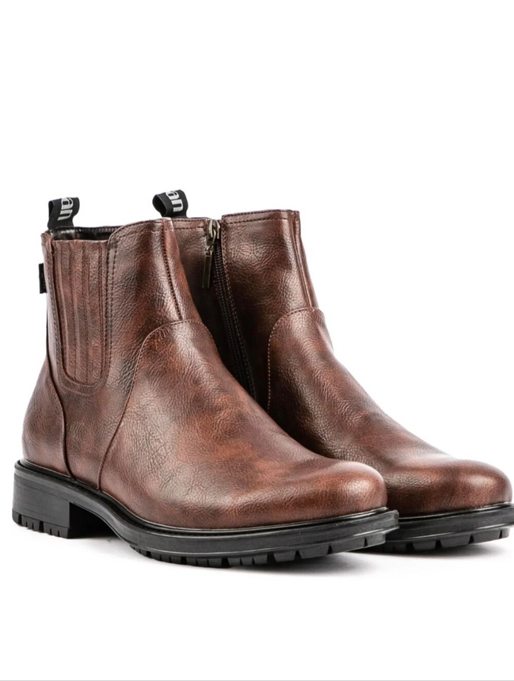 V.gan Frisee Inside Zip Boots Men's Brown Leather Chelsea Boots Size 8